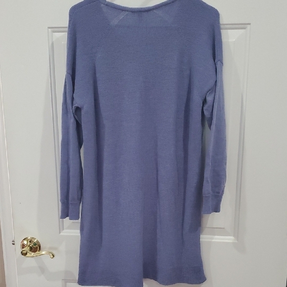 Eileen Fisher HI LOW dusty Blue Wool Sweater - Picture 8 of 13
